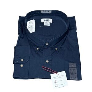 Harbor Bay HB DXL 5XLT Tall Navy Long Sleeve Easy Care Button Down Shirt NWT